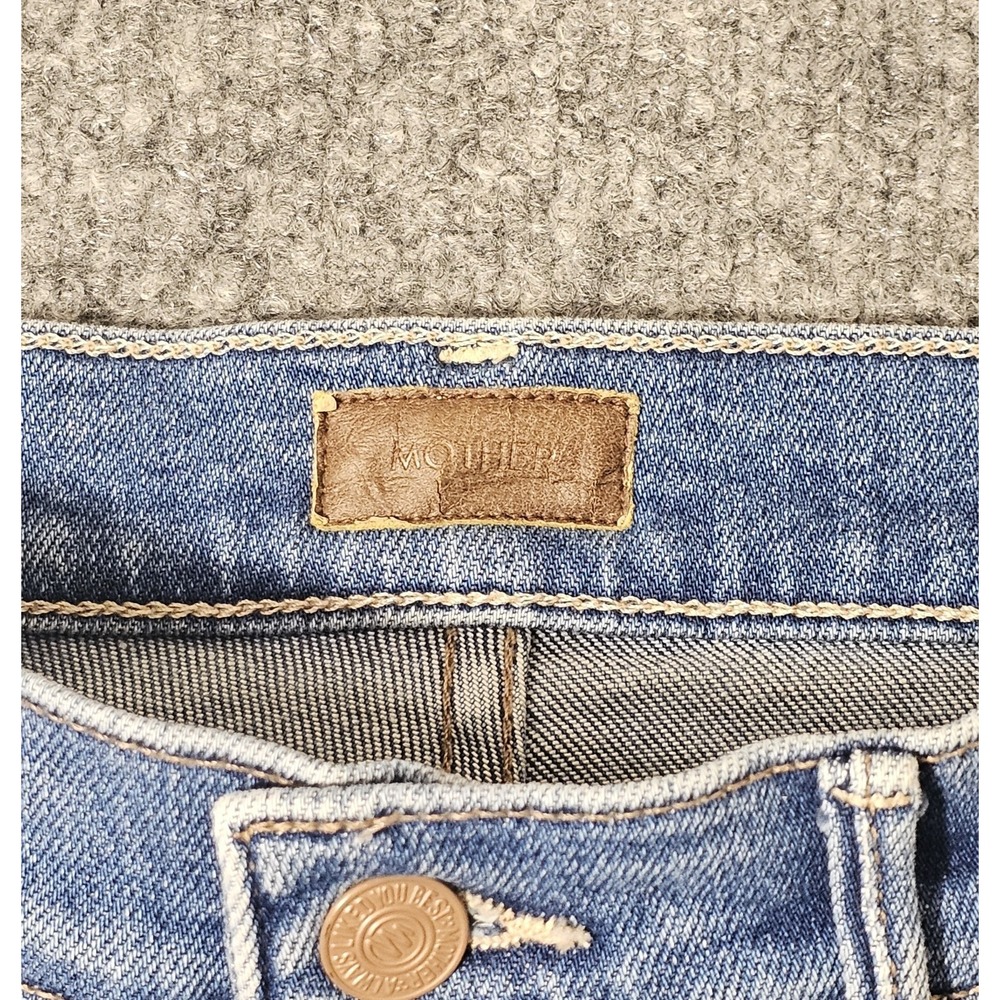 Mother The Insider Crop Step Fray Jeans Womens 27 Wash Work Hard Play Harder - Picture 3 of 5